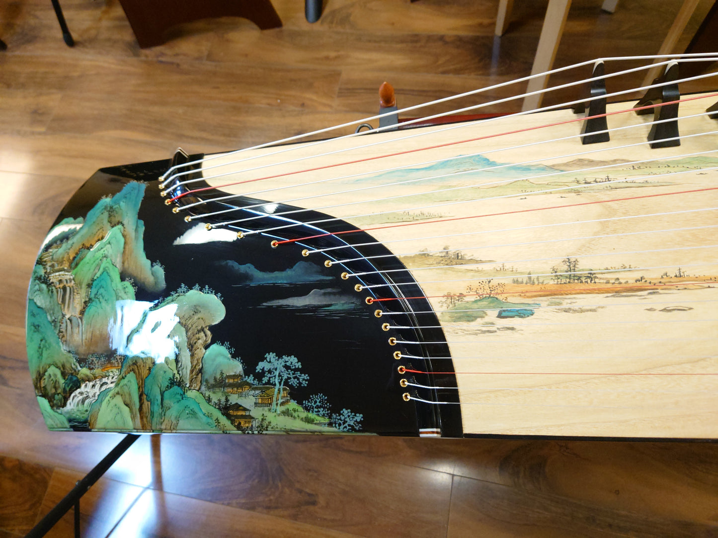 Changge Elite Carved-Out Natural Lacquer Guzheng "Landscape Scenery" 长歌牌纯手工漆画挖筝"千里江山"