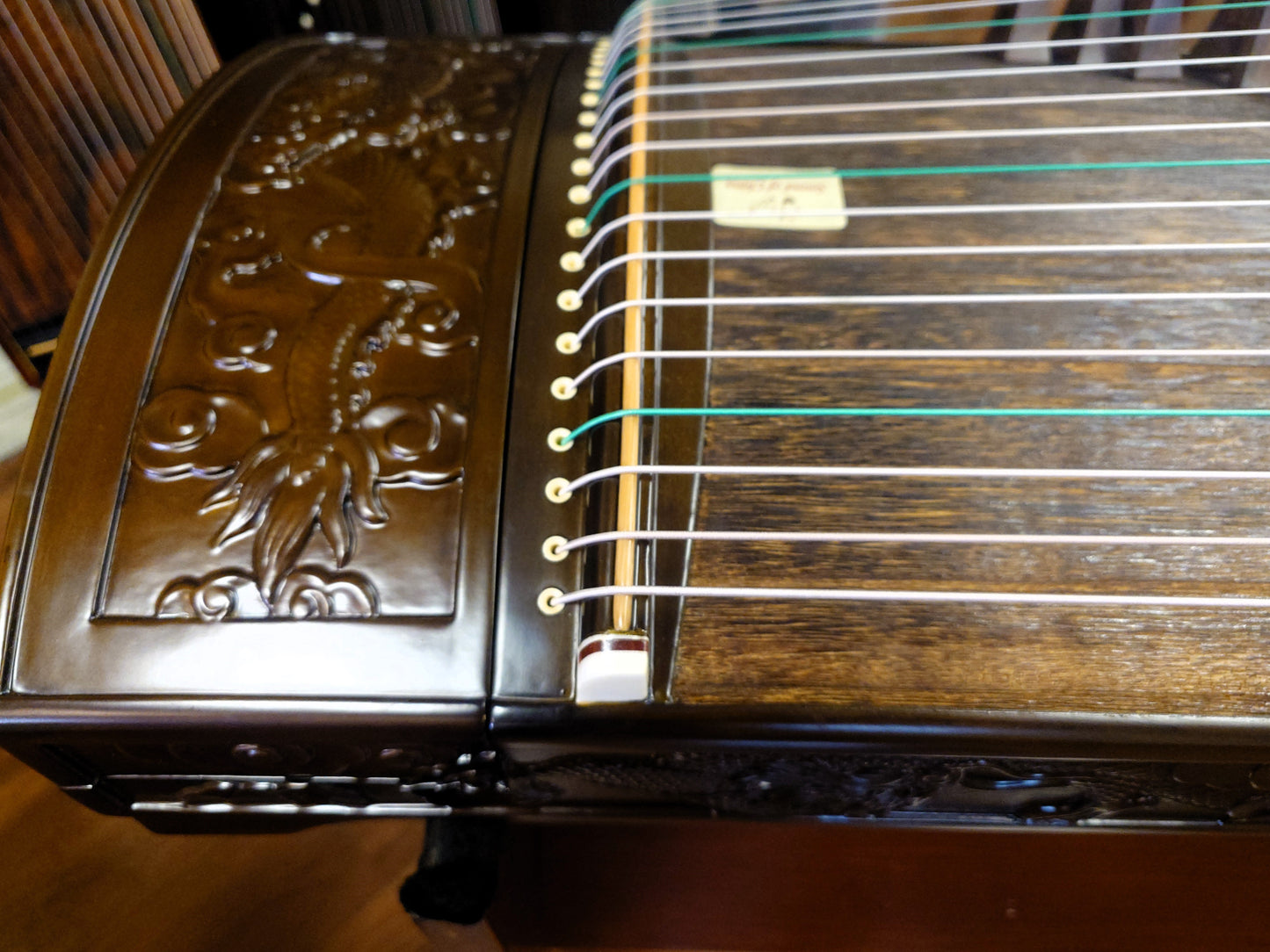 Sound of China Golden-Thread Nanmu Guzheng with Dragon Carving "Nine Dragon Playing Pearls" 唐韵牌演奏级金丝楠木龙雕筝