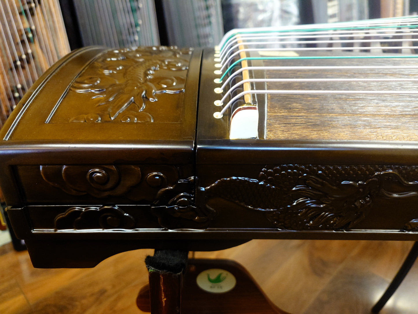 Sound of China Golden-Thread Nanmu Guzheng with Dragon Carving "Nine Dragon Playing Pearls" 唐韵牌演奏级金丝楠木龙雕筝