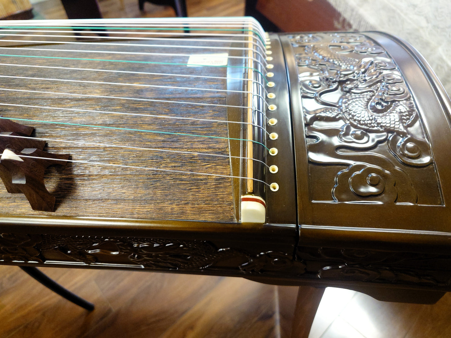 Sound of China Golden-Thread Nanmu Guzheng with Dragon Carving "Nine Dragon Playing Pearls" 唐韵牌演奏级金丝楠木龙雕筝
