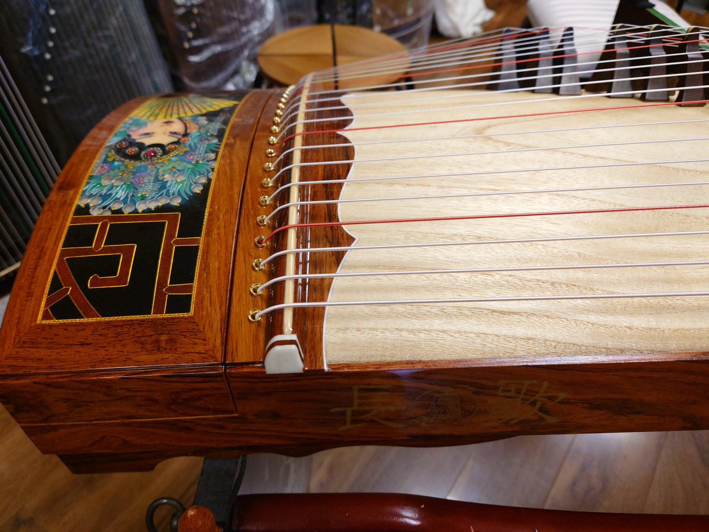 Changge Elite Carved-Out Cloisonné Guzheng "The Drunken Beauty" 长歌牌纯手工掐法珐琅挖筝"贵妃醉酒"