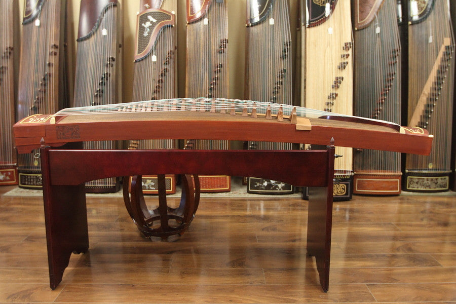 Dunhuang 696D African Padauk Guzheng "Duo Crane Facing the Sun" 敦煌牌非檀木古筝"双鹤朝阳"