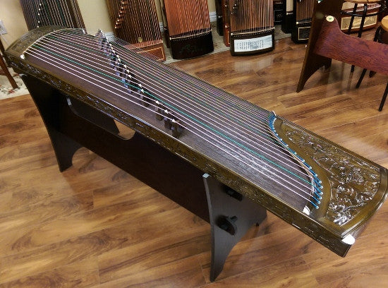 Sound of China Golden-Thread Nanmu Guzheng with Dragon Carving "Nine Dragon Playing Pearls" 唐韵牌演奏级金丝楠木龙雕筝