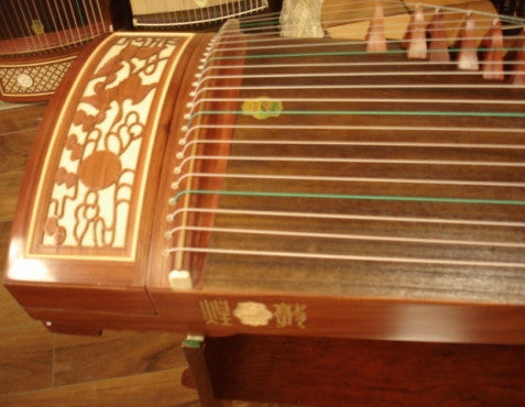 Dunhuang 694DQ Bubinga Guzheng "Duo Crane Facing the Sun" with Master's Signature