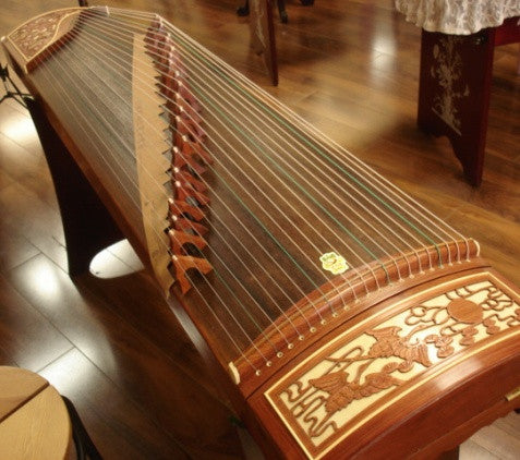 Dunhuang 694DQ Bubinga Guzheng "Duo Crane Facing the Sun" with Master's Signature