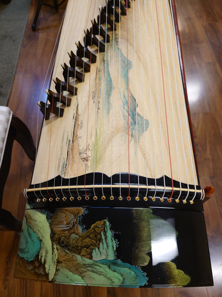 Changge Elite Carved-Out Natural Lacquer Guzheng "Landscape Scenery"