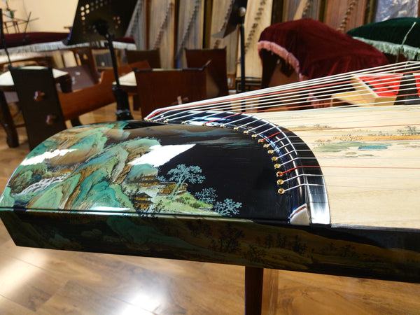 Changge Elite Carved-Out Natural Lacquer Guzheng "Landscape Scenery"