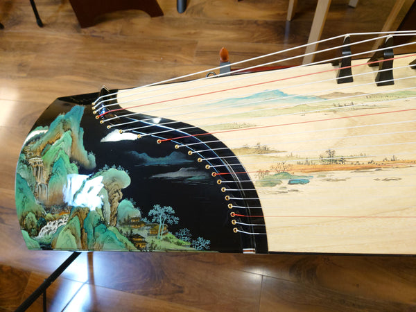 Changge Elite Carved-Out Natural Lacquer Guzheng "Landscape Scenery"