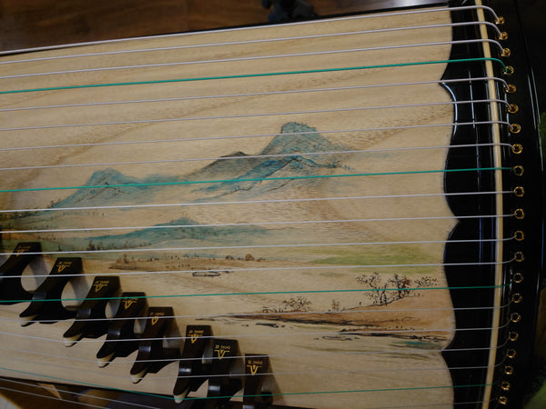 Changge Elite Carved-Out Natural Lacquer Guzheng "Landscape Scenery"