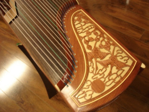 Dunhuang 694DQ Bubinga Guzheng "Duo Crane Facing the Sun" with Master's Signature